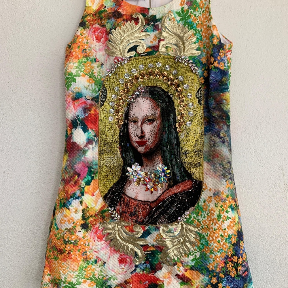 Artistic Floral Embellished Midi Dress